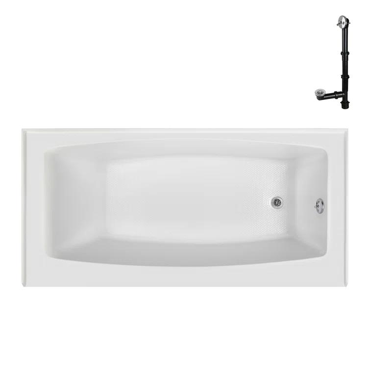 Streamline 60 in. x 30 in. Acrylic Right-Hand Drain Alcove Bathtub in Glossy White With External Drain