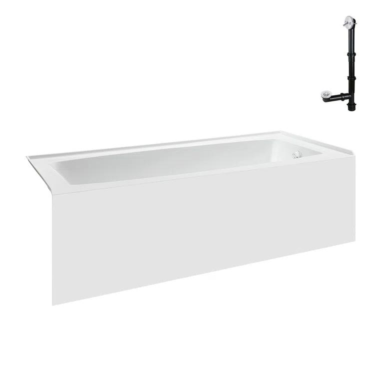 Streamline 60 in. x 30 in. Acrylic Right-Hand Drain Alcove Bathtub in Glossy White With External Drain