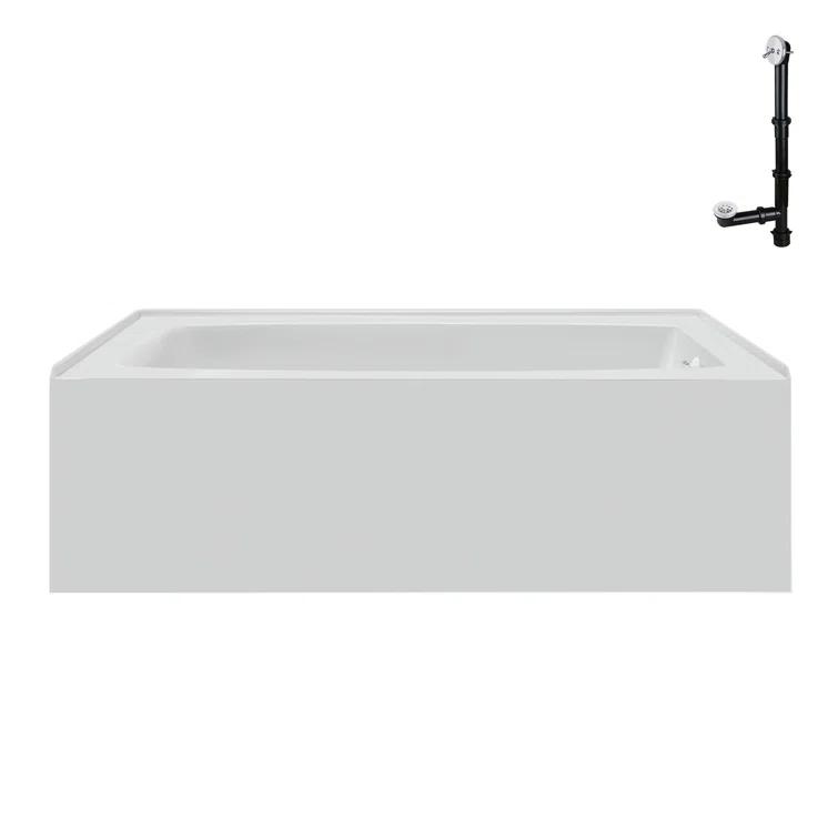 Streamline 60 in. x 30 in. Acrylic Right-Hand Drain Alcove Bathtub in Glossy White With External Drain