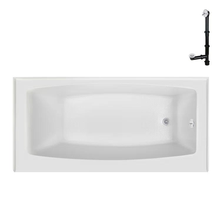 Streamline 60 in. x 30 in. Acrylic Right-Hand Drain Alcove Bathtub in Glossy White With External Drain