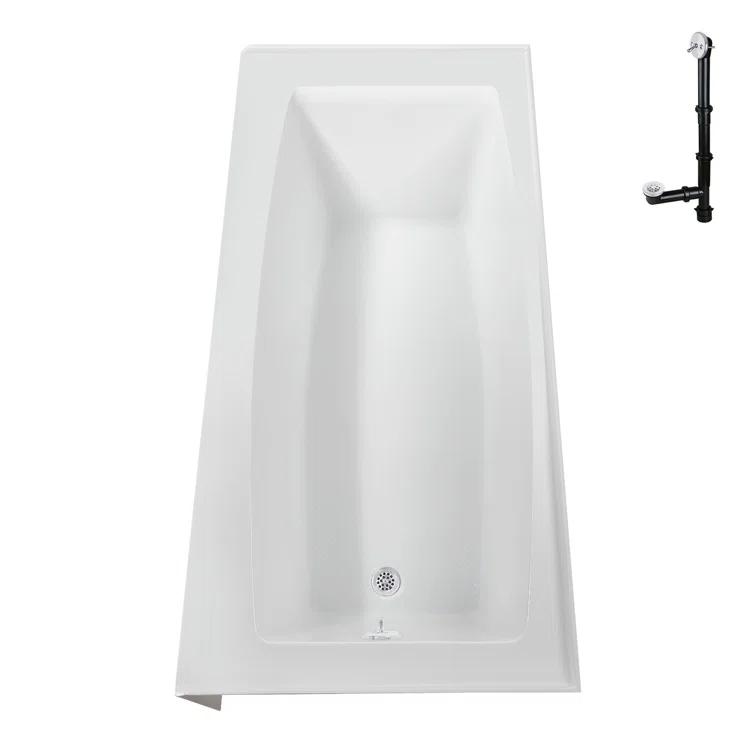Streamline 60 in. x 30 in. Acrylic Right-Hand Drain Alcove Bathtub in Glossy White With External Drain