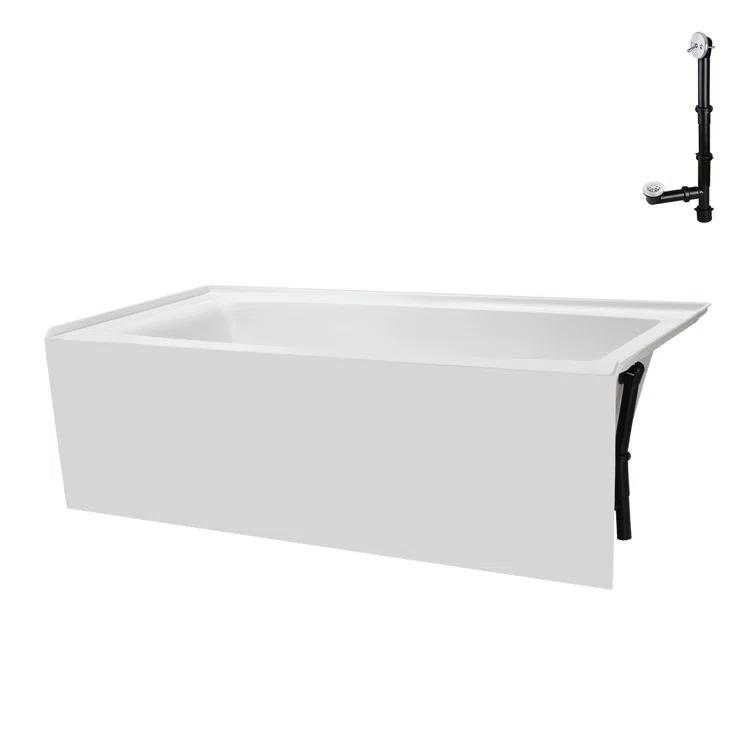 Streamline 60 in. x 30 in. Acrylic Right-Hand Drain Alcove Bathtub in Glossy White With External Drain
