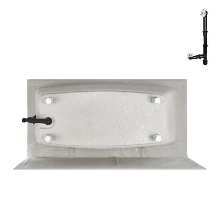 Streamline 60 in. x 30 in. Acrylic Right-Hand Drain Alcove Bathtub in Glossy White With External Drain