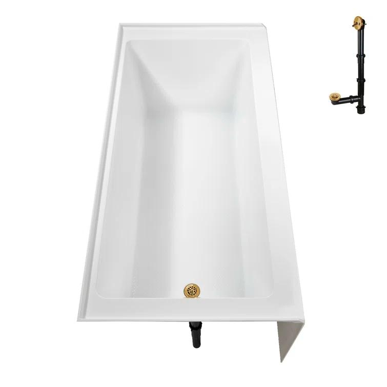 Streamline Bath Streamline 60 in. x 32 in. Acrylic Left-Hand Drain Alcove Bathtub in Glossy White With External Drain NAL-5560-BGL