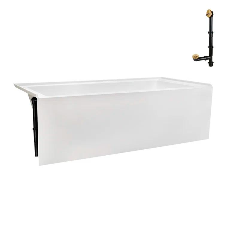Streamline Bath Streamline 60 in. x 32 in. Acrylic Left-Hand Drain Alcove Bathtub in Glossy White With External Drain NAL-5560-BGL