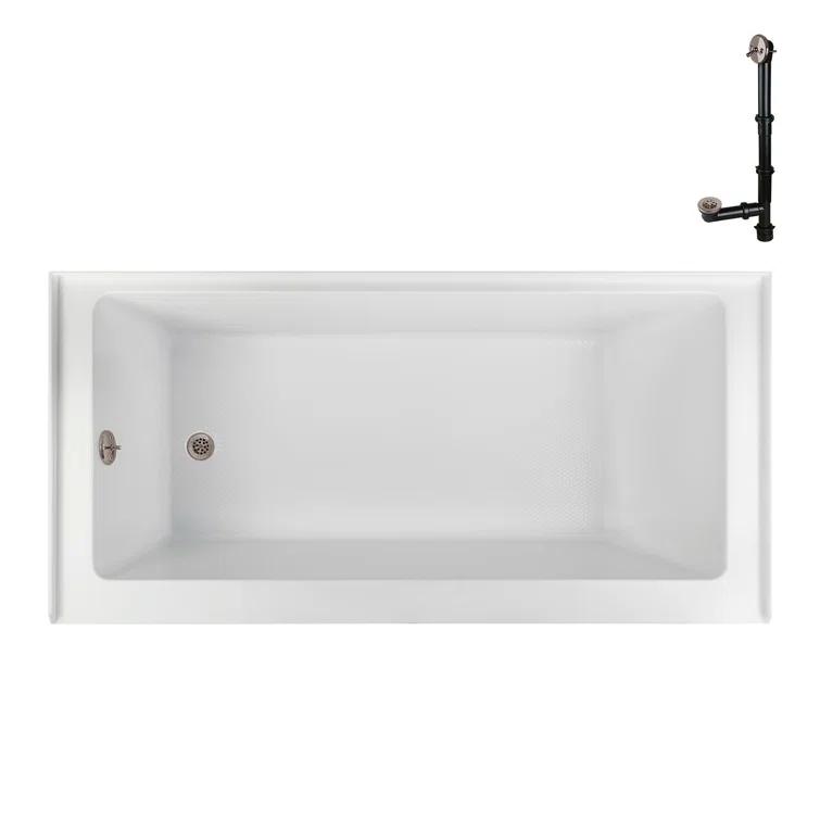 Streamline Bath Streamline 60 in. x 32 in. Acrylic Left-Hand Drain Alcove Bathtub in Glossy White With External Drain NAL-5560-BNK
