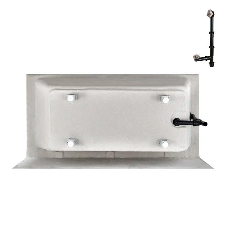 Streamline Bath Streamline 60 in. x 32 in. Acrylic Left-Hand Drain Alcove Bathtub in Glossy White With External Drain NAL-5560-BNK
