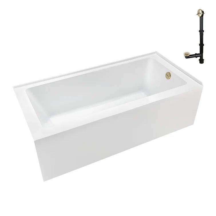 Streamline Bath Streamline 60 in. x 32 in. Acrylic Right-Hand Drain Alcove Bathtub in Glossy White With External Drain NAL-5580-PBR