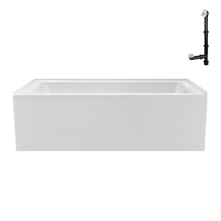 Streamline Bath Streamline 60 in. x 32 in. Acrylic Right-Hand Drain Alcove Bathtub in Glossy White With External Drain NAL-5580-WH