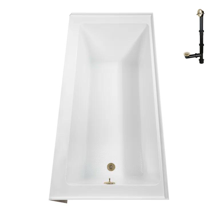 Streamline Bath Streamline 60 in. x 32 in. Acrylic Right-Hand Drain Alcove Bathtub in Glossy White With External Drain NAL-5580-PBR