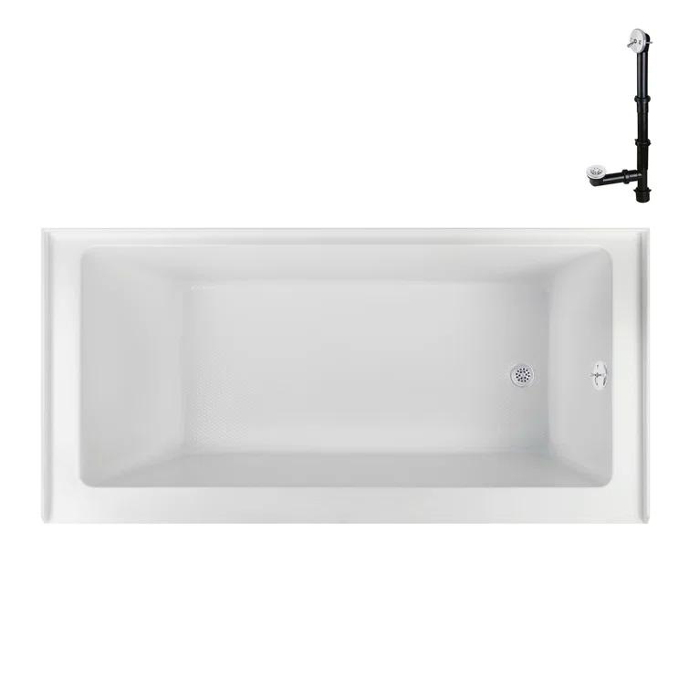 Streamline Bath Streamline 60 in. x 32 in. Acrylic Right-Hand Drain Alcove Bathtub in Glossy White With External Drain NAL-5580-WH