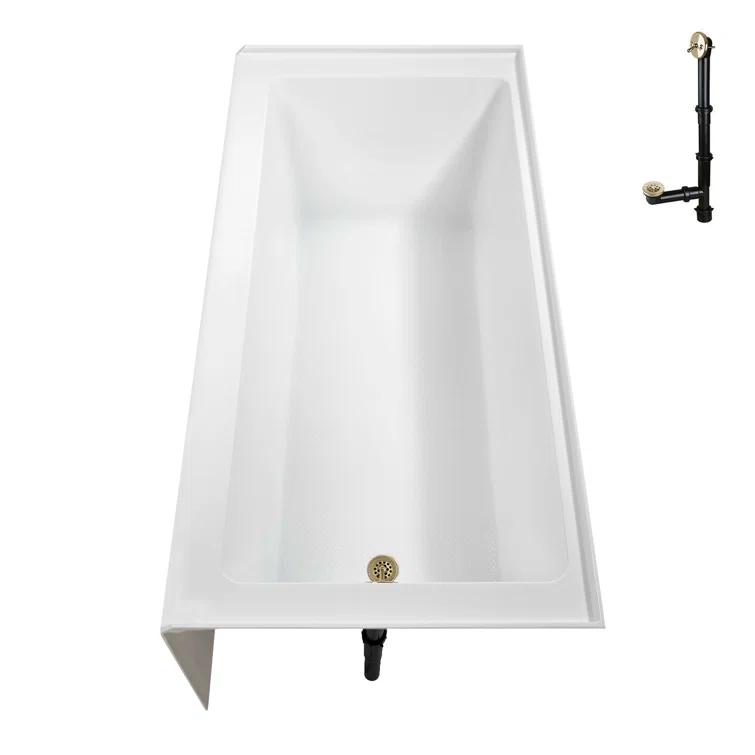 Streamline Bath Streamline 60 in. x 32 in. Acrylic Right-Hand Drain Alcove Bathtub in Glossy White With External Drain NAL-5580-PBR