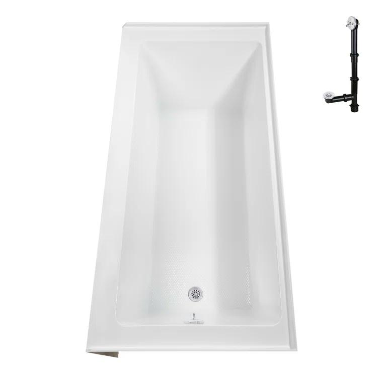 Streamline Bath Streamline 60 in. x 32 in. Acrylic Right-Hand Drain Alcove Bathtub in Glossy White With External Drain NAL-5580-WH
