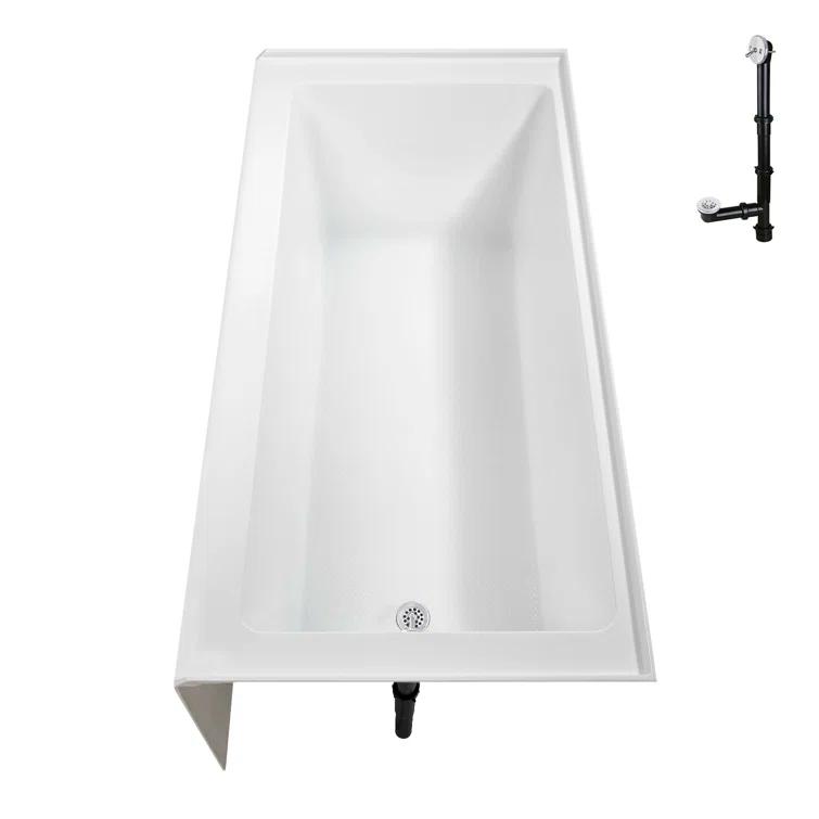 Streamline Bath Streamline 60 in. x 32 in. Acrylic Right-Hand Drain Alcove Bathtub in Glossy White With External Drain NAL-5580-WH