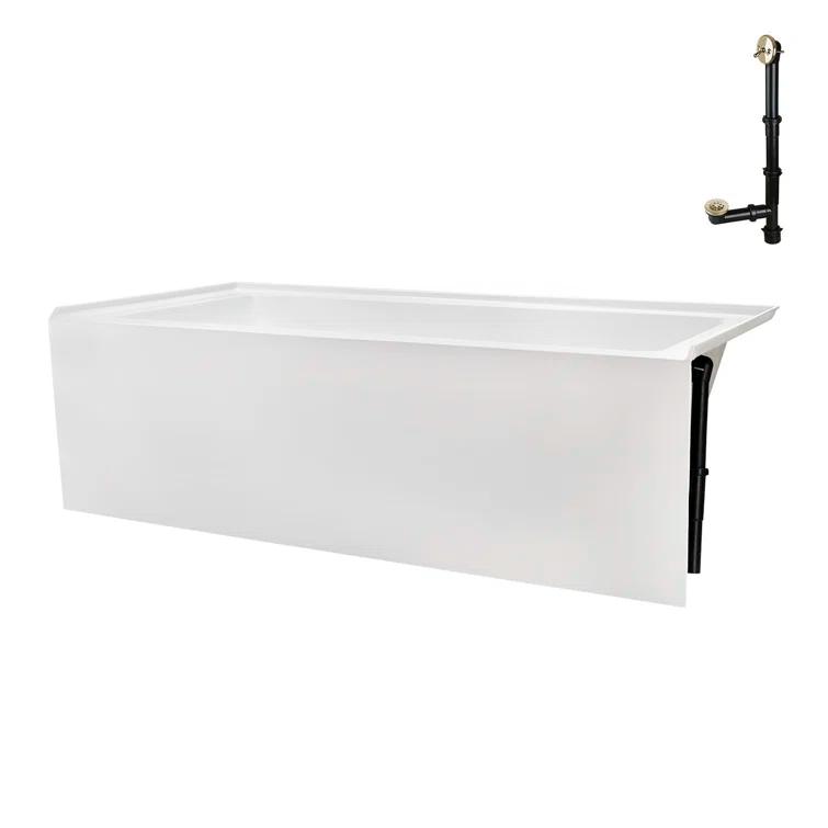 Streamline Bath Streamline 60 in. x 32 in. Acrylic Right-Hand Drain Alcove Bathtub in Glossy White With External Drain NAL-5580-PBR