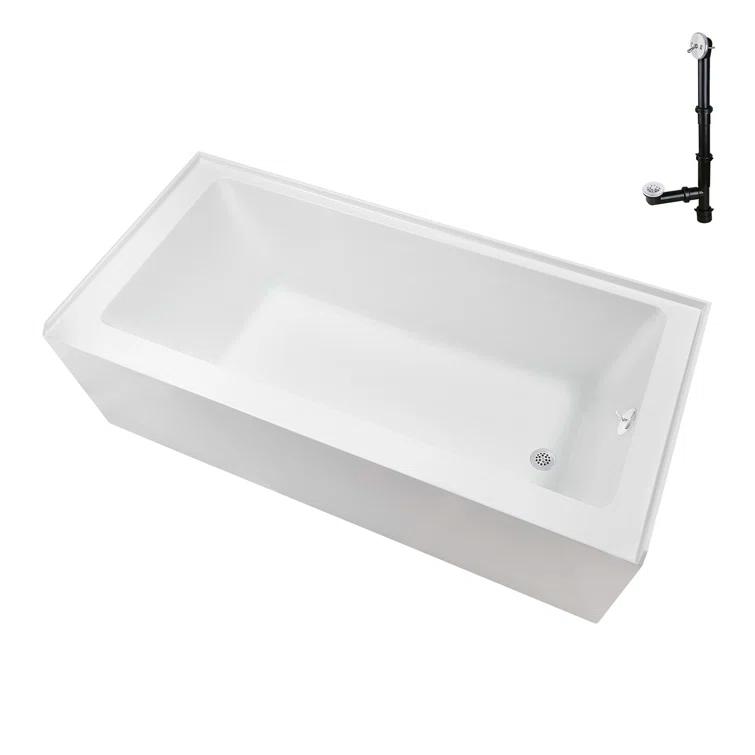 Streamline Bath Streamline 60 in. x 32 in. Acrylic Right-Hand Drain Alcove Bathtub in Glossy White With External Drain NAL-5580-WH