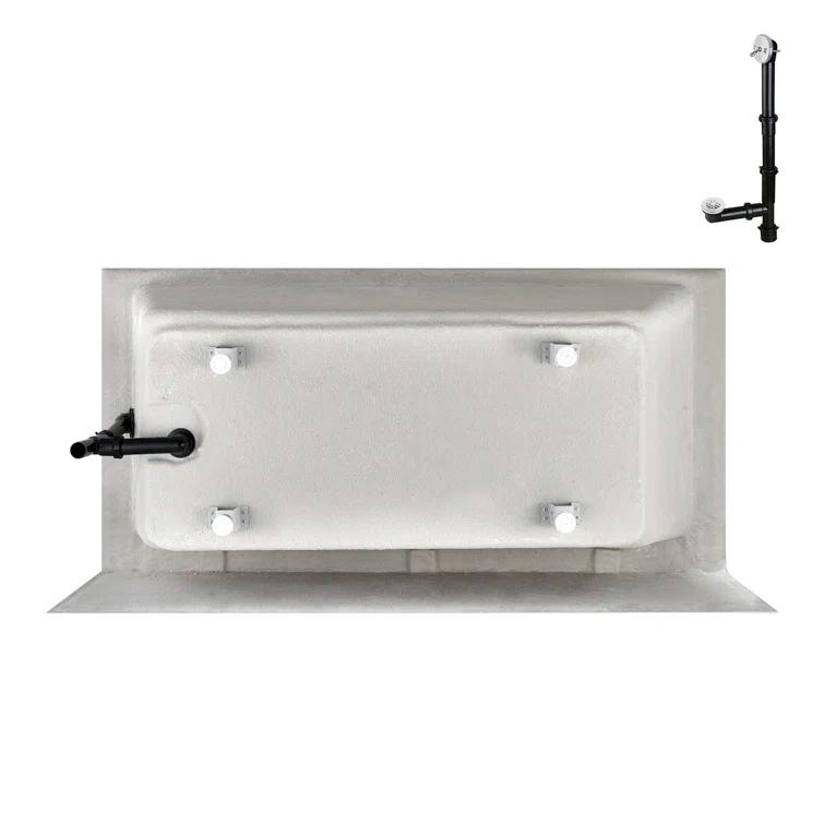 Streamline Bath Streamline 60 in. x 32 in. Acrylic Right-Hand Drain Alcove Bathtub in Glossy White With External Drain NAL-5580-WH