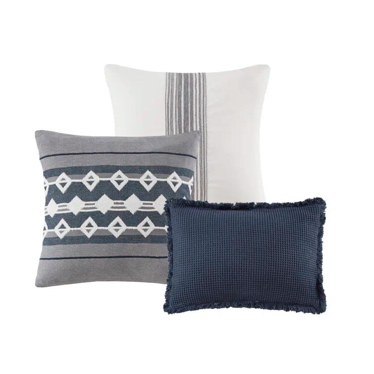 Murphy Oversized Cotton Jacquard Comforter Set With Euro Shams And Throw Pillows