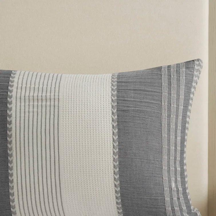 Murphy Oversized Cotton Jacquard Comforter Set With Euro Shams And Throw Pillows