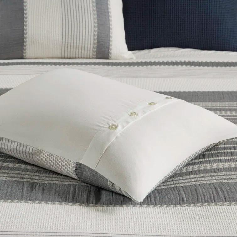 Murphy Oversized Cotton Jacquard Comforter Set With Euro Shams And Throw Pillows