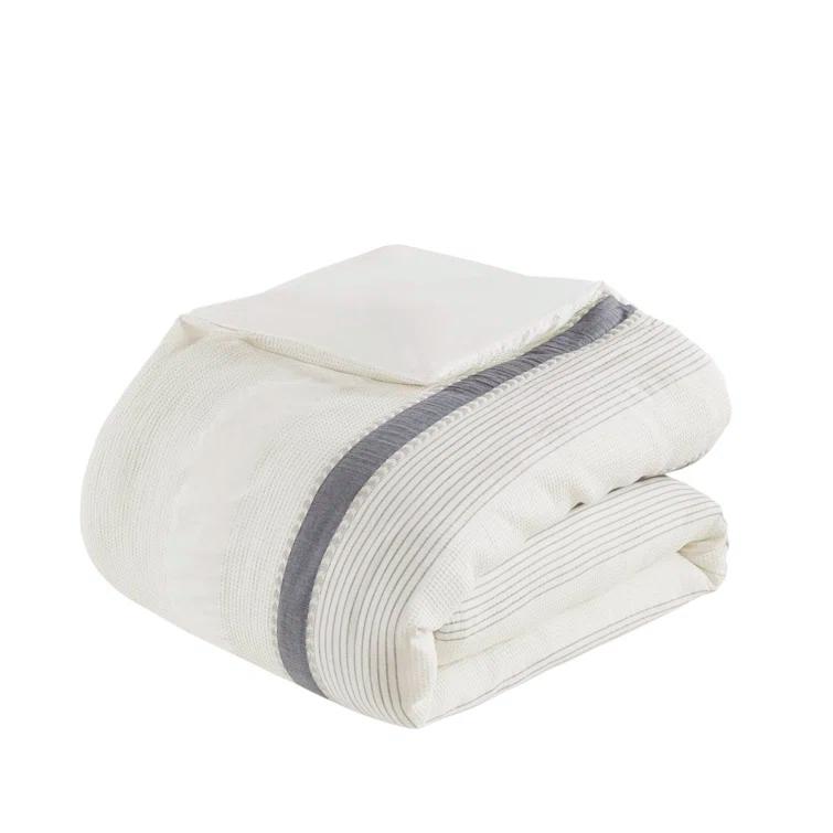 Murphy Oversized Cotton Jacquard Comforter Set With Euro Shams And Throw Pillows