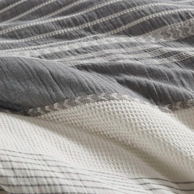 Murphy Oversized Cotton Jacquard Comforter Set With Euro Shams And Throw Pillows