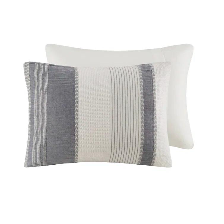 Murphy Oversized Cotton Jacquard Comforter Set With Euro Shams And Throw Pillows