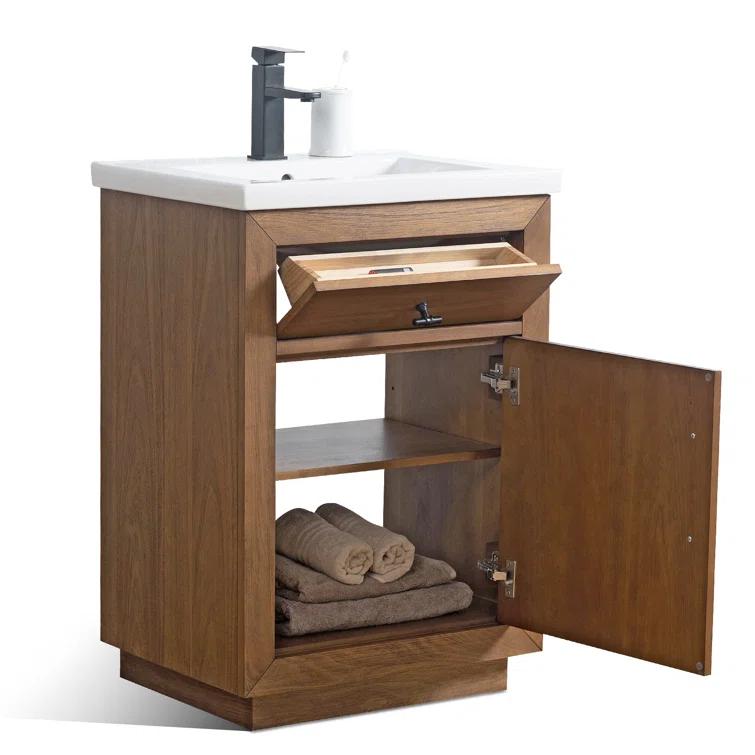 24'' Free Standing Single Bathroom Vanity with Ceramic Top