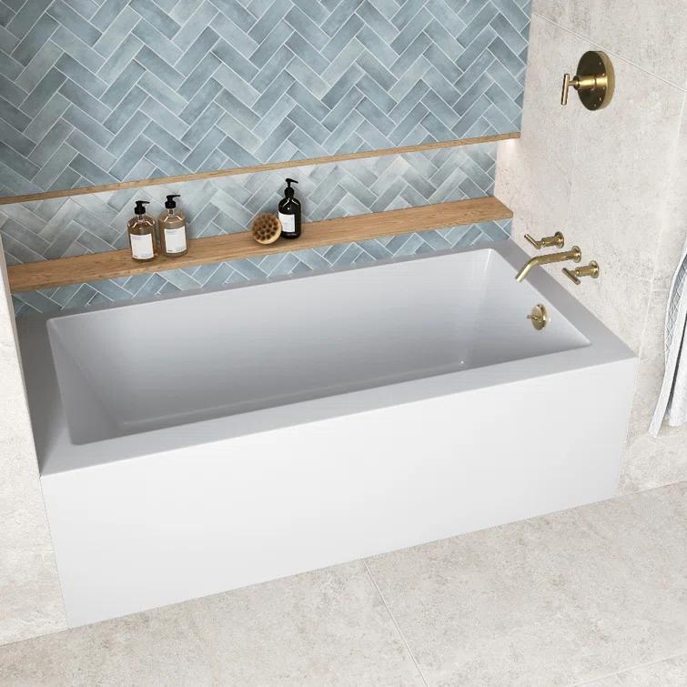 Streamline 66 in. x 32 in. Acrylic Right-Hand Drain Alcove Bathtub in Glossy White With External Drain