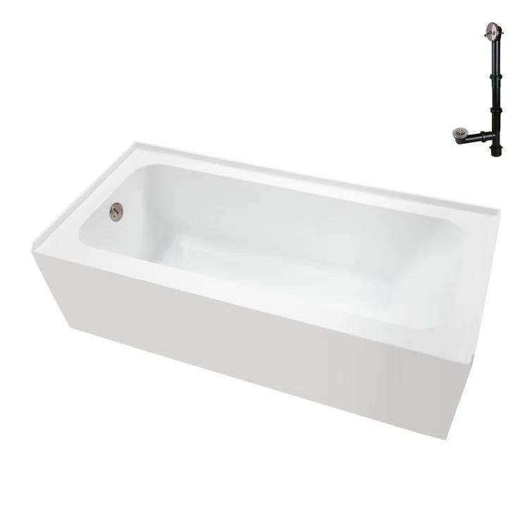 Streamline 60 in. x 30 in. Acrylic Left-Hand Drain Alcove Bathtub in Glossy White With External Drain