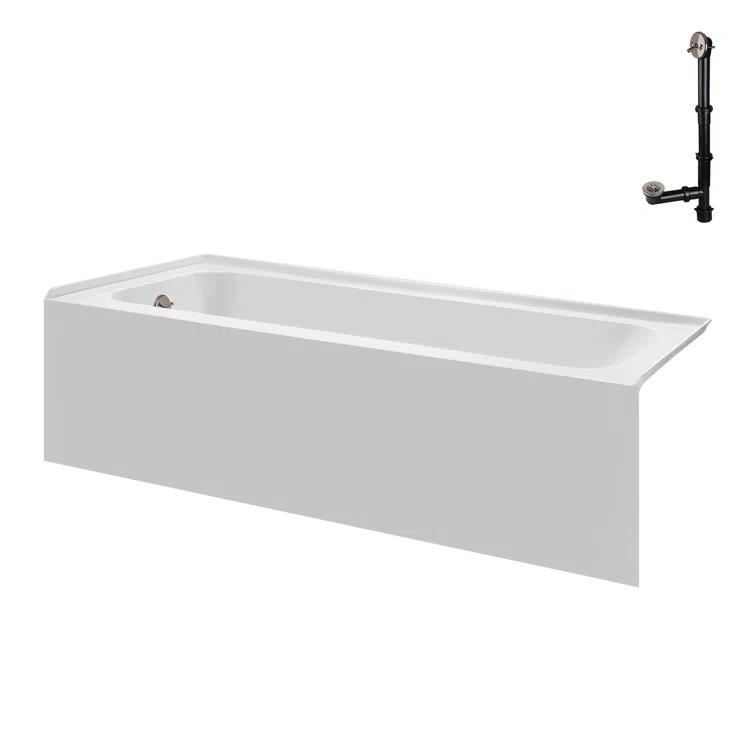 Streamline 60 in. x 30 in. Acrylic Left-Hand Drain Alcove Bathtub in Glossy White With External Drain