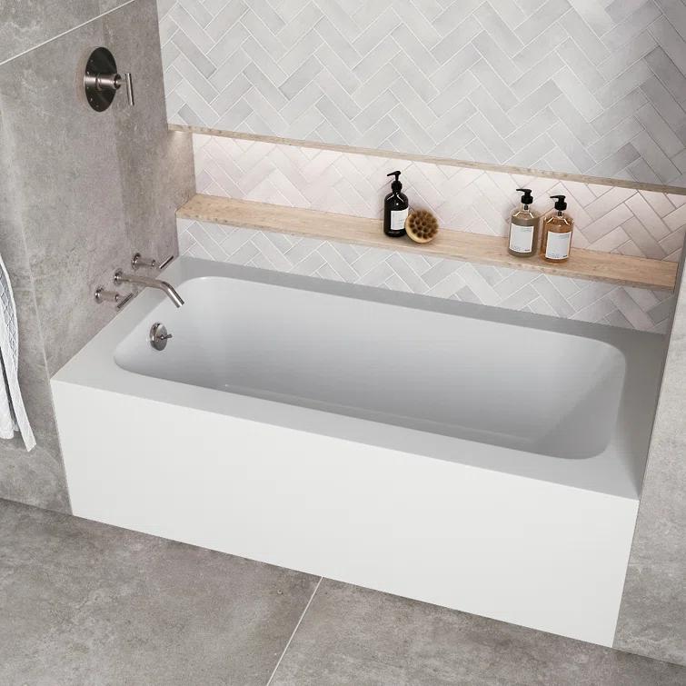 Streamline 60 in. x 30 in. Acrylic Left-Hand Drain Alcove Bathtub in Glossy White With External Drain