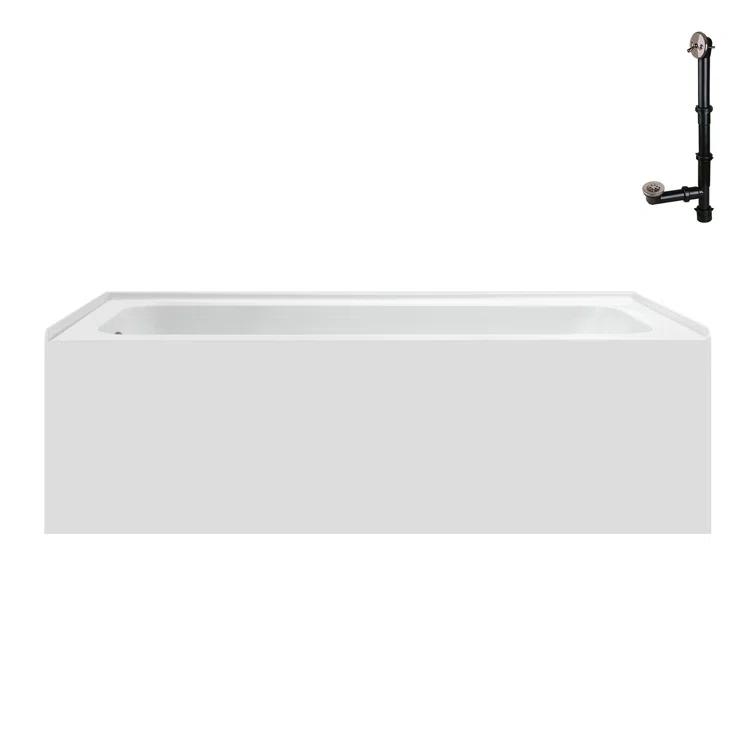 Streamline 60 in. x 30 in. Acrylic Left-Hand Drain Alcove Bathtub in Glossy White With External Drain
