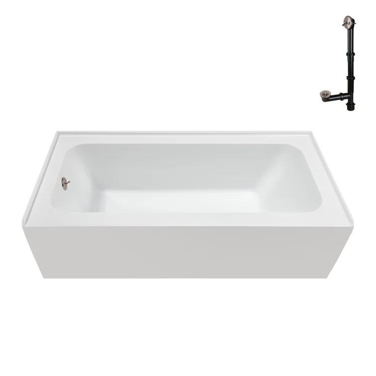 Streamline 60 in. x 30 in. Acrylic Left-Hand Drain Alcove Bathtub in Glossy White With External Drain