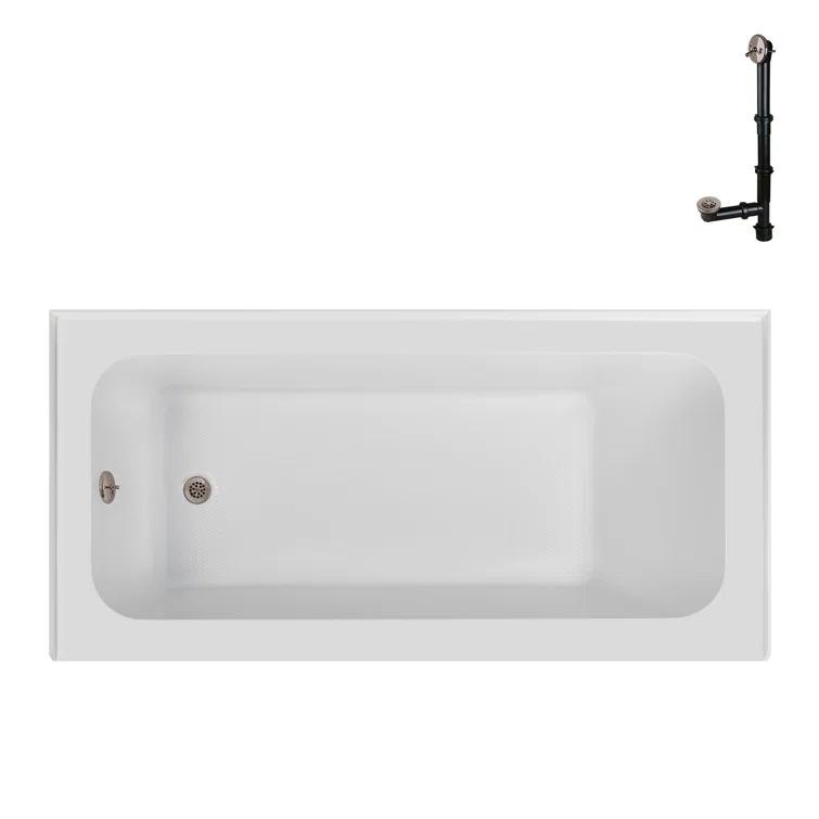 Streamline 60 in. x 30 in. Acrylic Left-Hand Drain Alcove Bathtub in Glossy White With External Drain