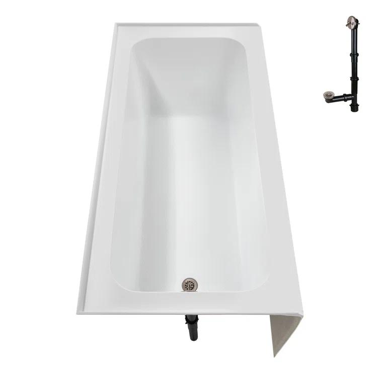 Streamline 60 in. x 30 in. Acrylic Left-Hand Drain Alcove Bathtub in Glossy White With External Drain