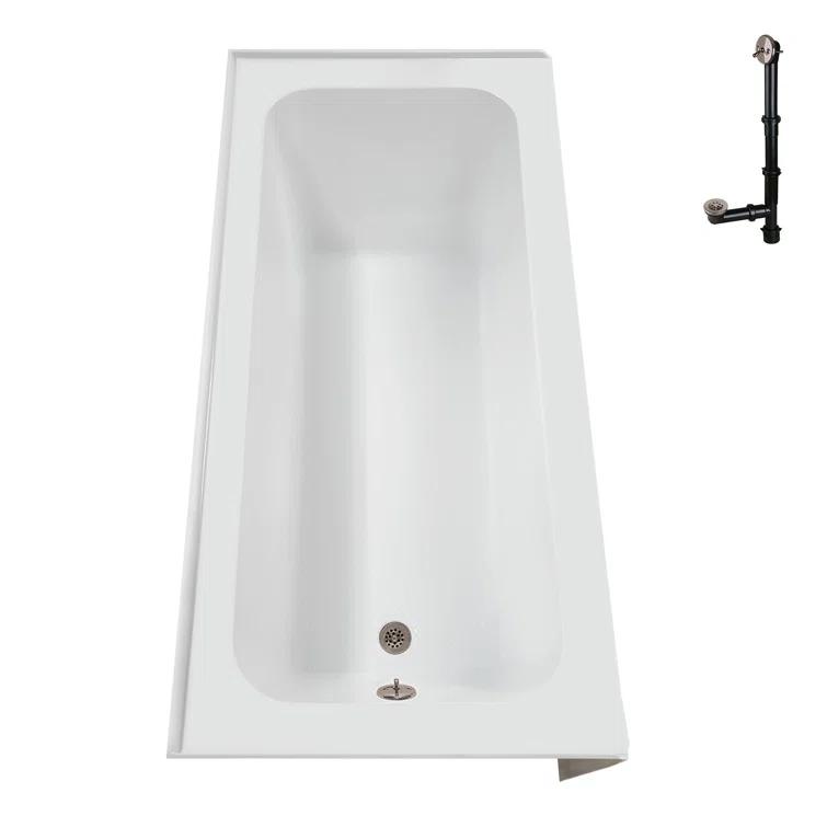 Streamline 60 in. x 30 in. Acrylic Left-Hand Drain Alcove Bathtub in Glossy White With External Drain