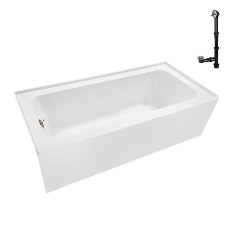 Streamline 60 in. x 30 in. Acrylic Left-Hand Drain Alcove Bathtub in Glossy White With External Drain