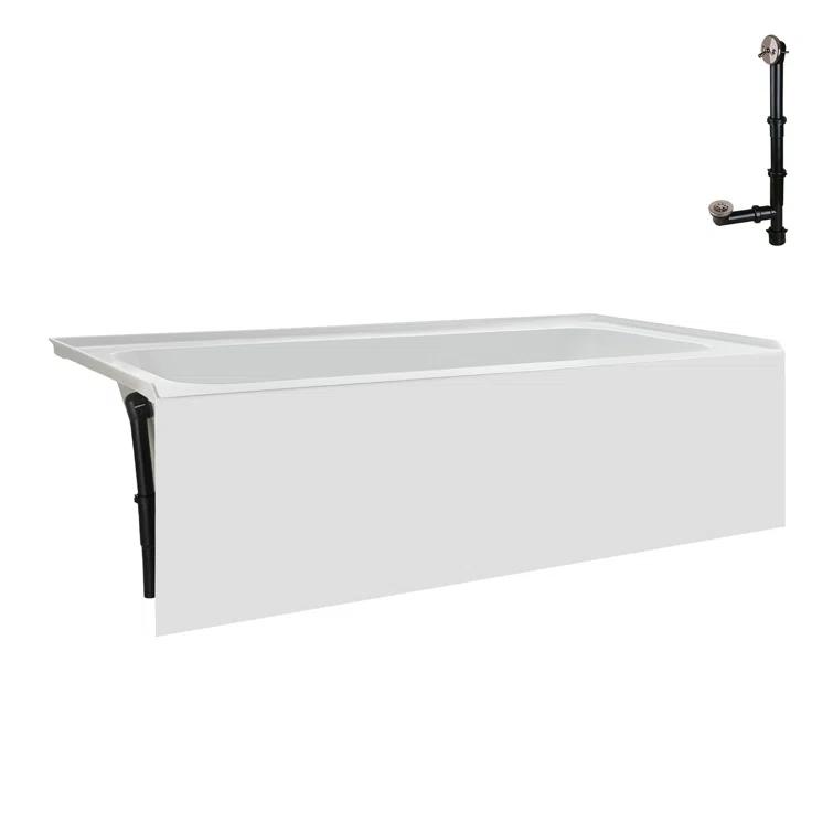 Streamline 60 in. x 30 in. Acrylic Left-Hand Drain Alcove Bathtub in Glossy White With External Drain