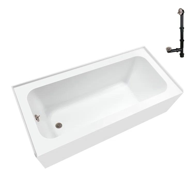 Streamline 60 in. x 30 in. Acrylic Left-Hand Drain Alcove Bathtub in Glossy White With External Drain