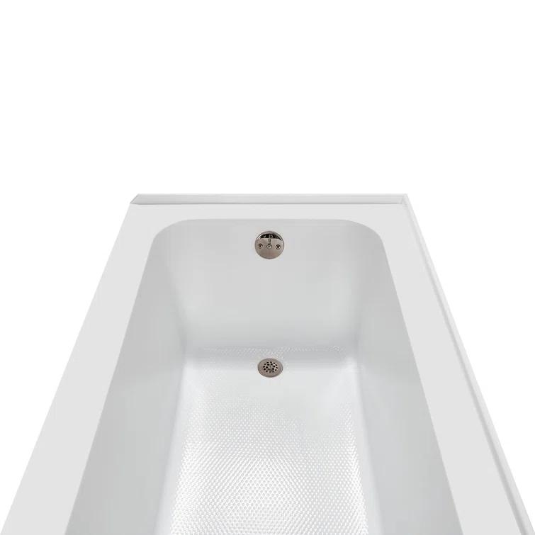 Streamline 60 in. x 30 in. Acrylic Left-Hand Drain Alcove Bathtub in Glossy White With External Drain