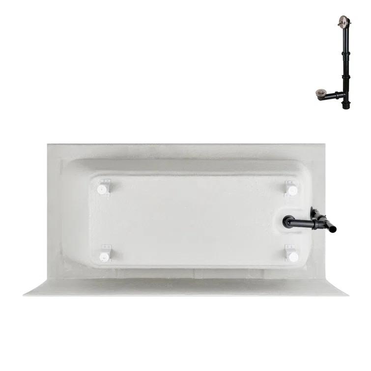 Streamline 60 in. x 30 in. Acrylic Left-Hand Drain Alcove Bathtub in Glossy White With External Drain
