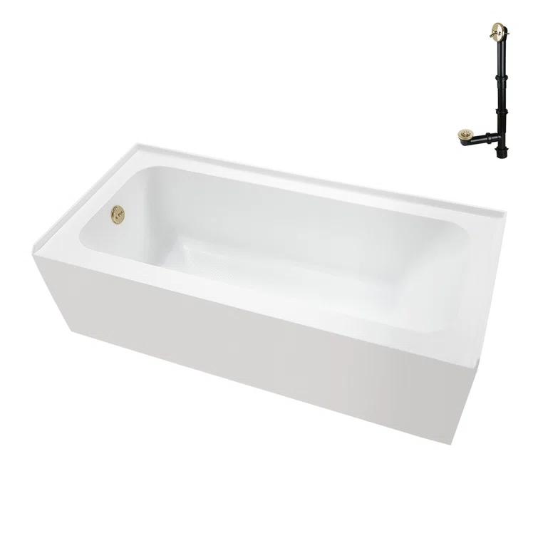 Streamline Bath Streamline 60 in. x 30 in. Acrylic Left-Hand Drain Alcove Bathtub in Glossy White With External Drain NAL-5640-PBR