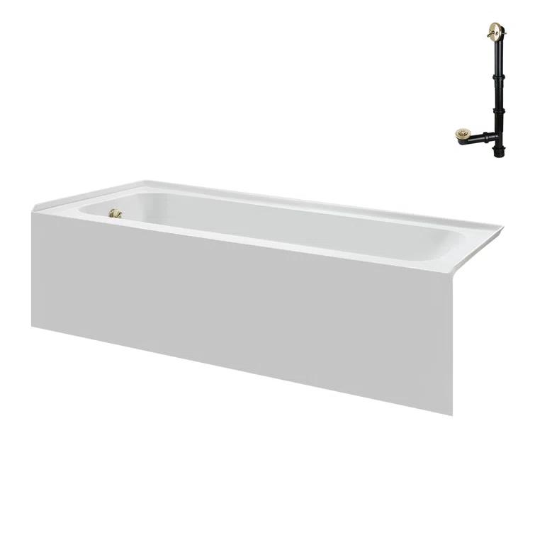 Streamline Bath Streamline 60 in. x 30 in. Acrylic Left-Hand Drain Alcove Bathtub in Glossy White With External Drain NAL-5640-PBR
