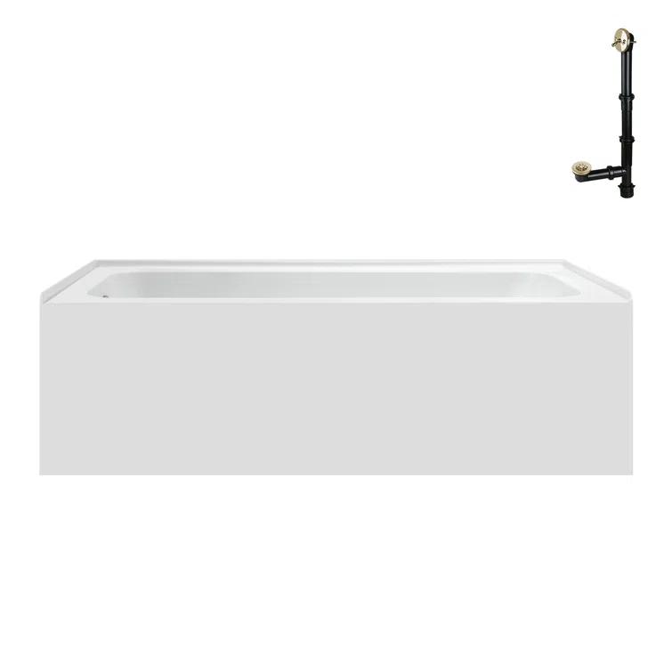 Streamline Bath Streamline 60 in. x 30 in. Acrylic Left-Hand Drain Alcove Bathtub in Glossy White With External Drain NAL-5640-PBR