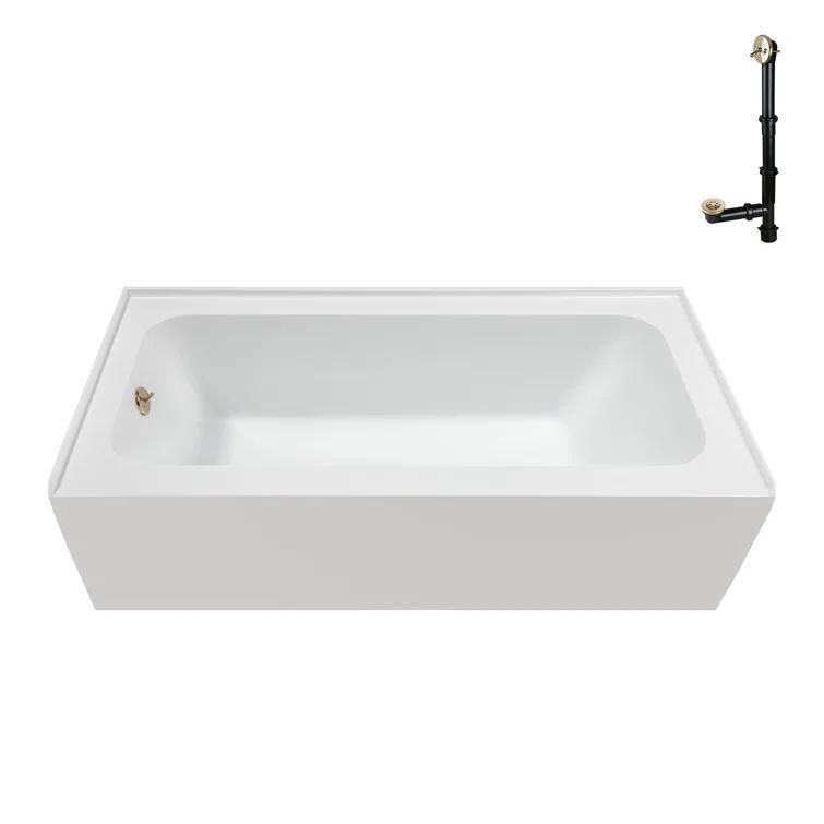 Streamline Bath Streamline 60 in. x 30 in. Acrylic Left-Hand Drain Alcove Bathtub in Glossy White With External Drain NAL-5640-PBR