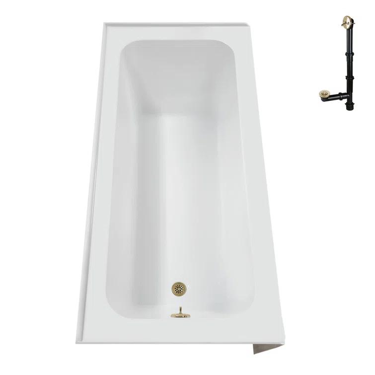 Streamline Bath Streamline 60 in. x 30 in. Acrylic Left-Hand Drain Alcove Bathtub in Glossy White With External Drain NAL-5640-PBR