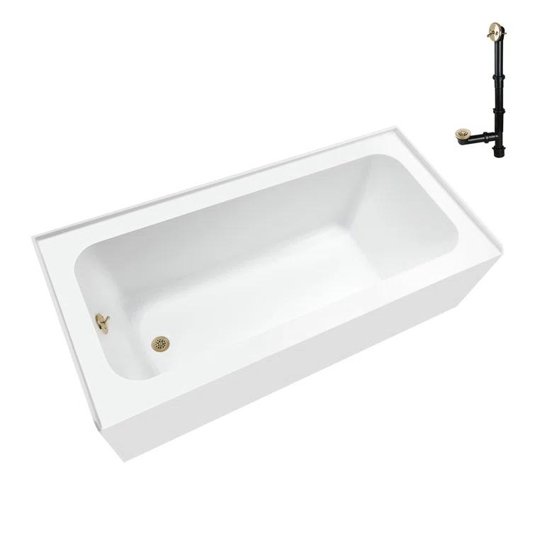 Streamline Bath Streamline 60 in. x 30 in. Acrylic Left-Hand Drain Alcove Bathtub in Glossy White With External Drain NAL-5640-PBR