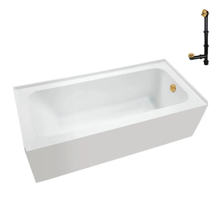 Streamline Bath Streamline 60 in. x 30 in. Acrylic Right-Hand Drain Alcove Bathtub in Glossy White With External Drain NAL-5660-BGL