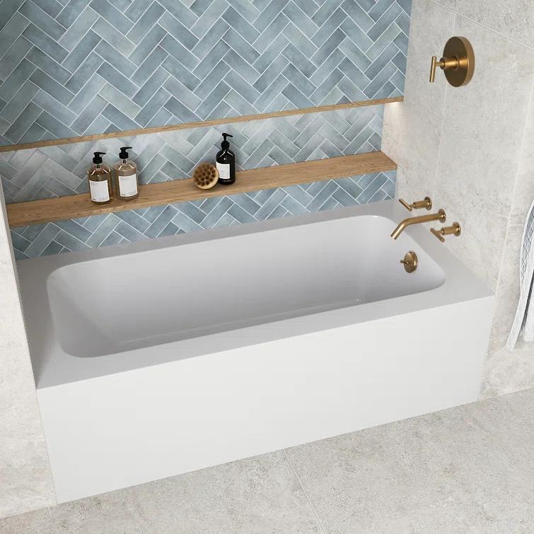 Streamline Bath Streamline 60 in. x 30 in. Acrylic Right-Hand Drain Alcove Bathtub in Glossy White With External Drain NAL-5660-BGL